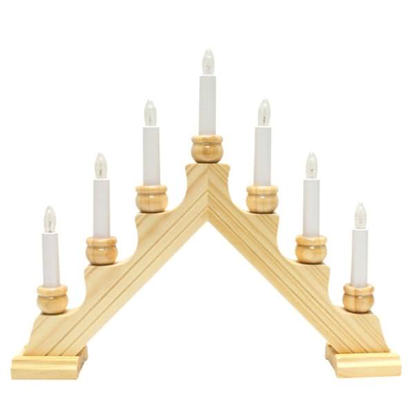 13.75" x 17" 7 Light Electric Natural Wooden Karin Swedish Candelabra / Candlestick